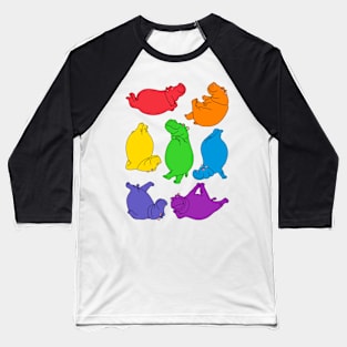 Hippo Workout - bright rainbow Baseball T-Shirt